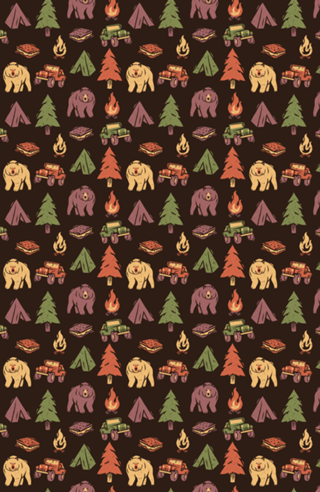 Pattern Camping Tree Fire Smores Tents