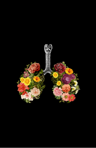 Breathing Spring Flower Lungs Black