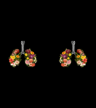 Breathing Spring Flower Lungs Black