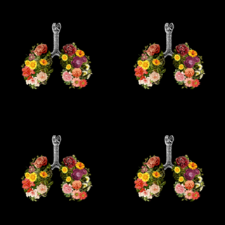 Breathing Spring Flower Lungs Black