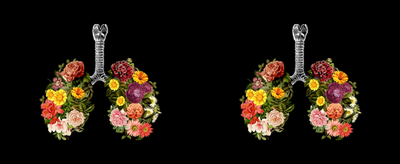 Breathing Spring Flower Lungs Black