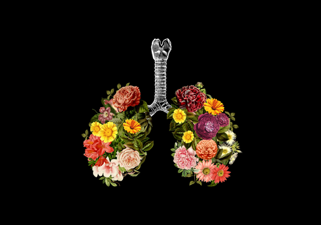 Breathing Spring Flower Lungs Black
