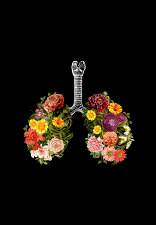 Breathing Spring Flower Lungs Black