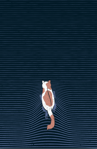 Swimming Cat Lines Dark Blue