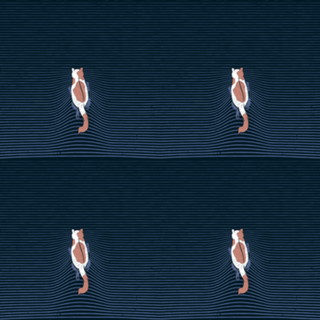 Swimming Cat Lines Dark Blue