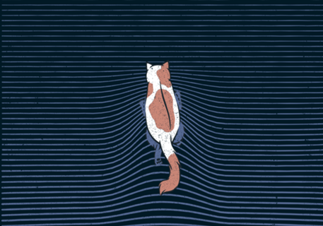 Swimming Cat Lines Dark Blue