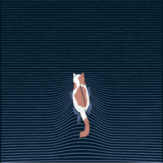Swimming Cat Lines Dark Blue