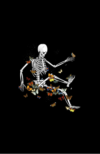 Skeleton Flowting on Space Butterflies