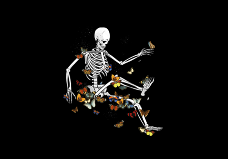 Skeleton Flowting on Space Butterflies