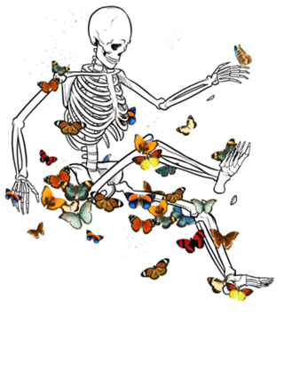 Skeleton Flowting on Space Butterflies