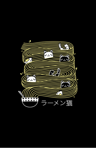 Ramen Lines Minimalist Cat Square