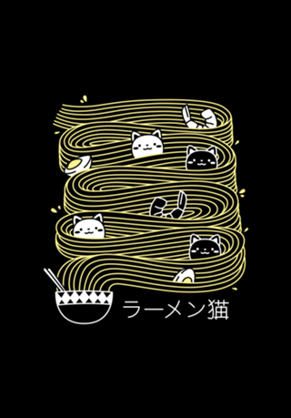 Ramen Lines Minimalist Cat Square