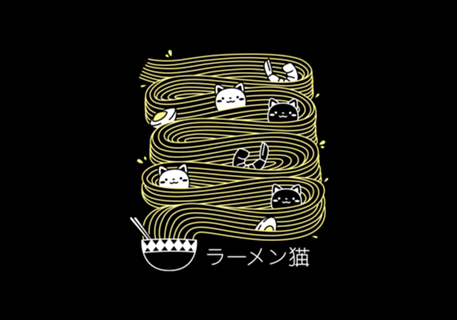 Ramen Lines Minimalist Cat Square
