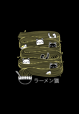 Ramen Lines Minimalist Cat Square