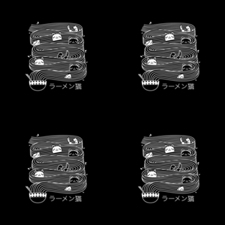 Ramen Lines Minimalist Cat Square Black and White