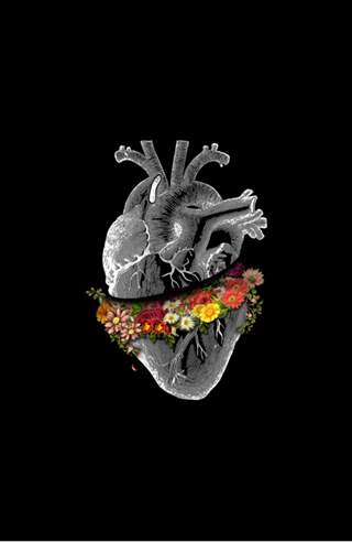Vintage Heart Flower Collage