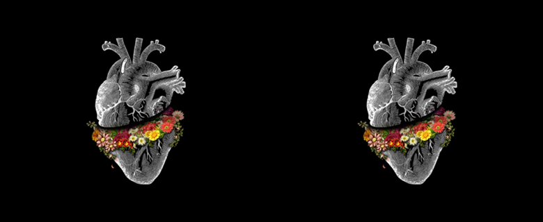 Vintage Heart Flower Collage