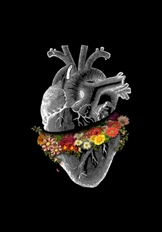 Vintage Heart Flower Collage