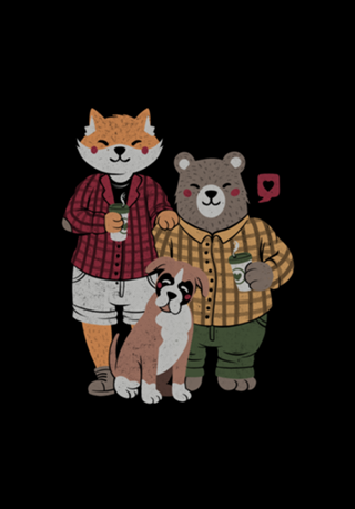 Fox Bear Boxer Coffee Valentines