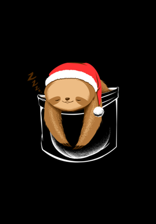 Sloth in a Pocket Xmas Black