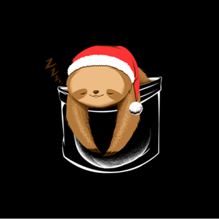 Sloth in a Pocket Xmas Black