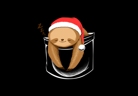 Sloth in a Pocket Xmas Black