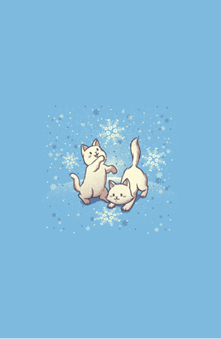 Cats Playing With Snowflakes