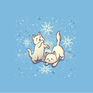 Cats Playing With Snowflakes