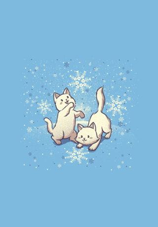 Cats Playing With Snowflakes