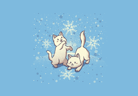 Cats Playing With Snowflakes