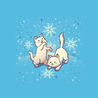 Cats Playing With Snowflakes