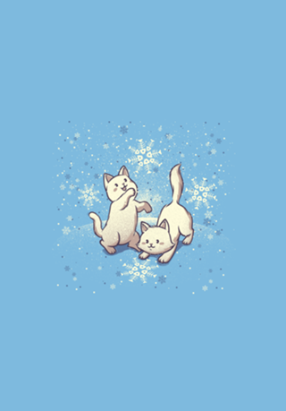 Cats Playing With Snowflakes