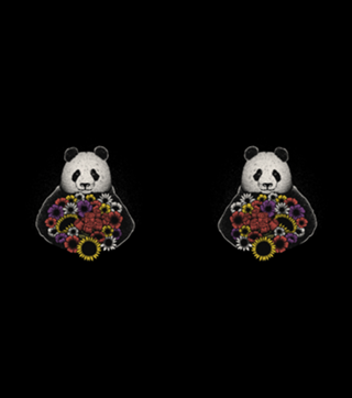 Black and White Panda With Flower