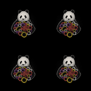 Black and White Panda With Flower