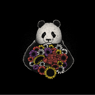 Black and White Panda With Flower