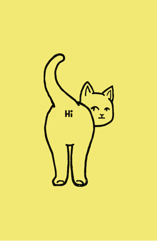 Hello Cat Butt Minimalist Line