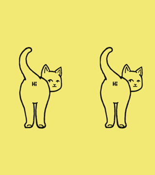 Hello Cat Butt Minimalist Line