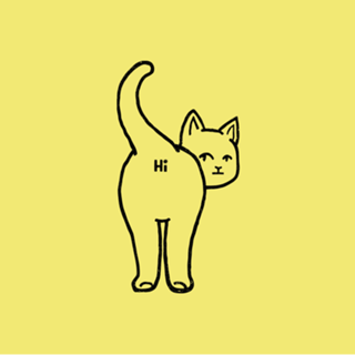 Hello Cat Butt Minimalist Line