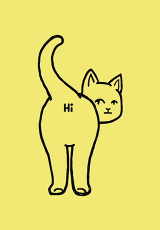 Hello Cat Butt Minimalist Line