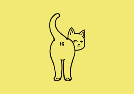 Hello Cat Butt Minimalist Line