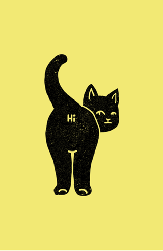 Hello Cat Butt Minimalist Black