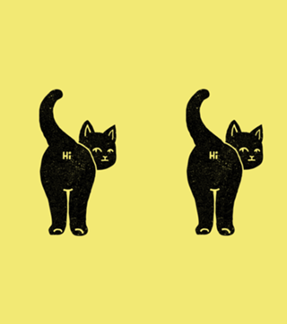 Hello Cat Butt Minimalist Black
