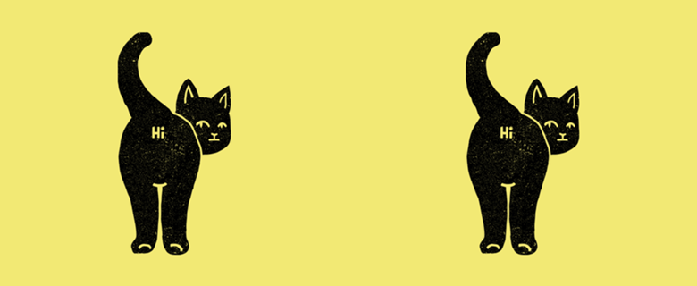 Hello Cat Butt Minimalist Black
