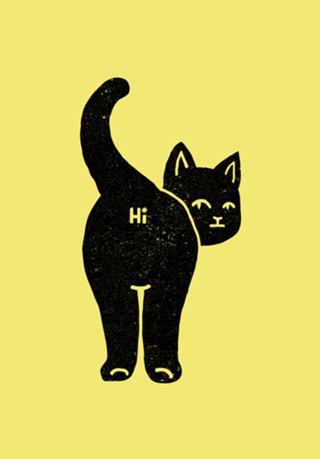 Hello Cat Butt Minimalist Black