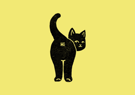 Hello Cat Butt Minimalist Black