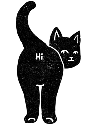 Hello Cat Butt Minimalist Black