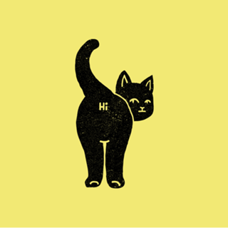 Hello Cat Butt Minimalist Black