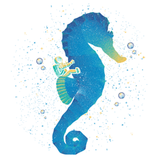Riding a Sea Horse Astronaut