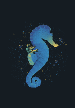 Riding a Sea Horse Astronaut