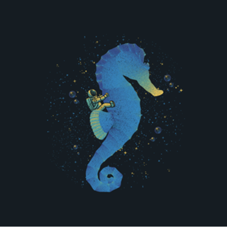 Riding a Sea Horse Astronaut